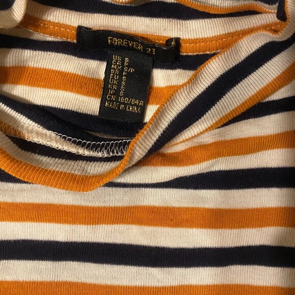 F21 Long sleeve high neck fitted stripe t-shirt in multi - Picture 3 of 7